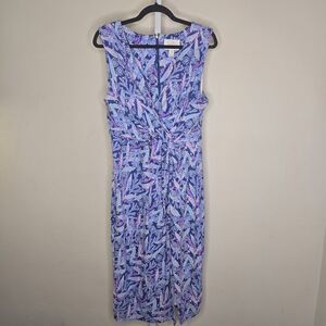 Lilly Pulitzer Blue and Pink Patterned Midi Dress